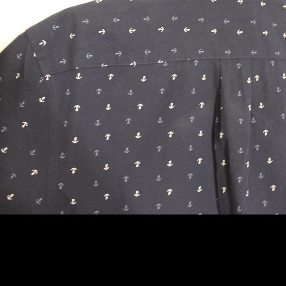 NWT GOODTHREADS Navy Blue Nautical Anchor Button Front Shirt Size Small S/S - Picture 5 of 10